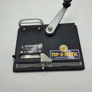 Top-O-Matic Cigarette Machine Manual Tobacco Injector Roller Black Silver Metal